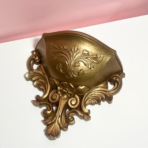 Vintage Other - Vintage retro Victorian ornate gold wall planter